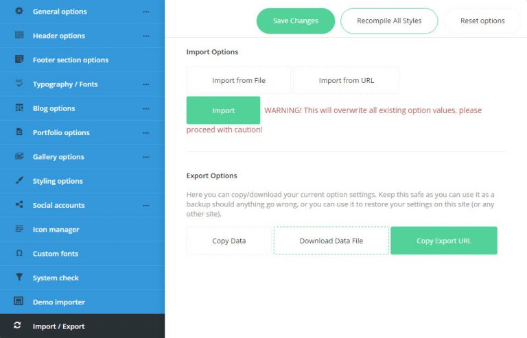 How to Export/Import Theme Options ? – native support